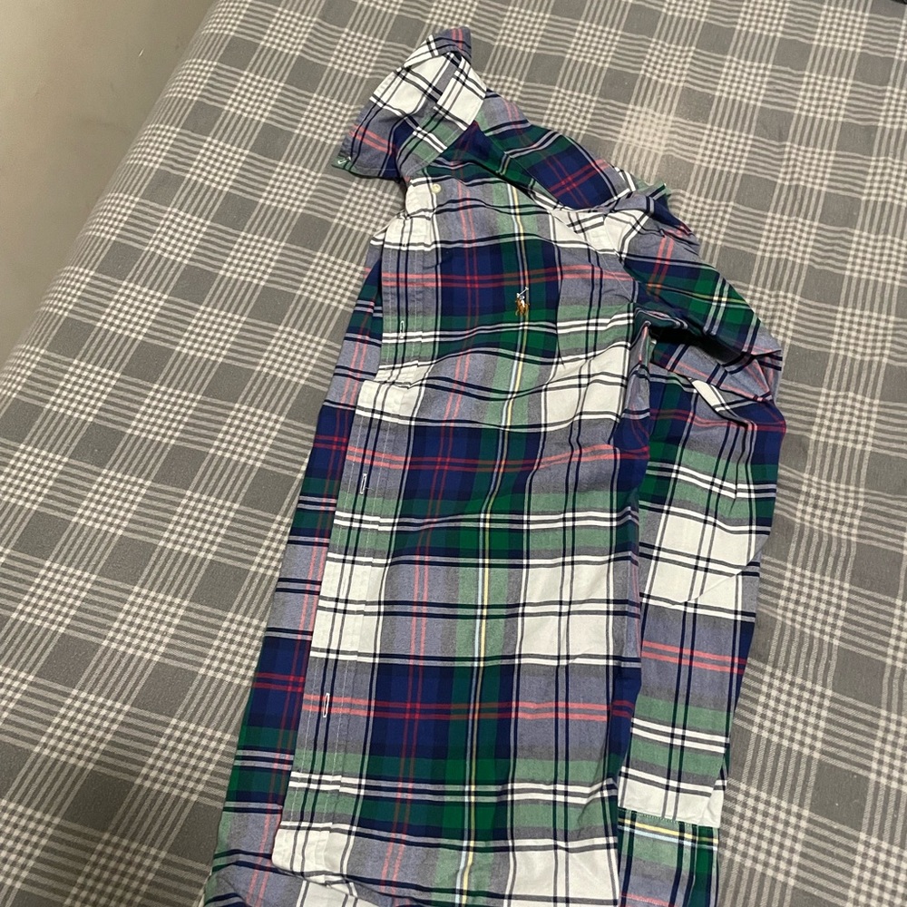 RALPH LAUREN Size S Blue & Green Plaid Cotton Button Down Long Sleeve Shirt